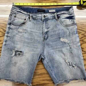 Aeropostale Men's Cut-Off Jean Shorts Light Blue Wash Distressed Style Size 36
